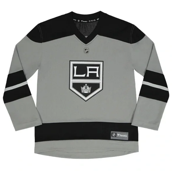 Fanatics Youth L/XL Los Angeles Kings Alternate Replica Jersey Gray NHL New - Picture 1 of 4
